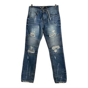 Smith & Graham Moto Distressed Jeans Paint Size 16